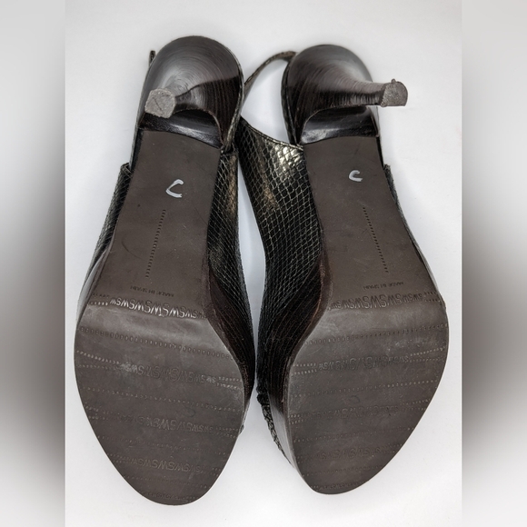 Stuart Weitzman Sable Antique Viper Karnival Slingback Heeled Sandal Size 7.5 - Picture 8 of 10